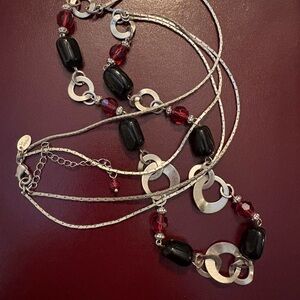 Elegant Silver and Red Necklace